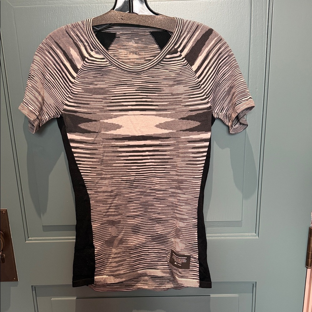 adidas x Missoni Black and Gray Striped Women's Athletic Tee